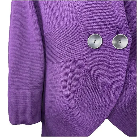VTG Banana Republic Y2K Sz Medium Fine Merino Wool Plum Purple Cardigan Jacket - Picture 4 of 7